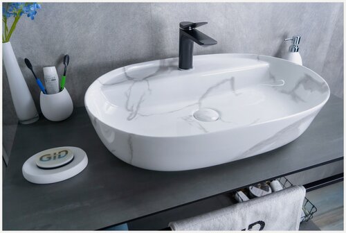 Изображение товара (61х41х14см) Накладная раковина для ванной под камень Gid Mnc346C с донным клапаном
