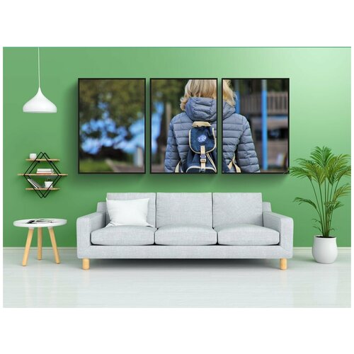 фото Набор модулных постеров для интерьера "ходить, в парке, блондинка" 60x90 см. в тубусе, без рамки lotsprints