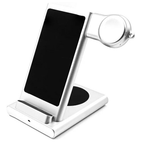 COTEETCI Настольная станция COTEetCI CS5700-TS WS-20 3-in-1 + Lightning + AirPods + iWatch, серебристый
