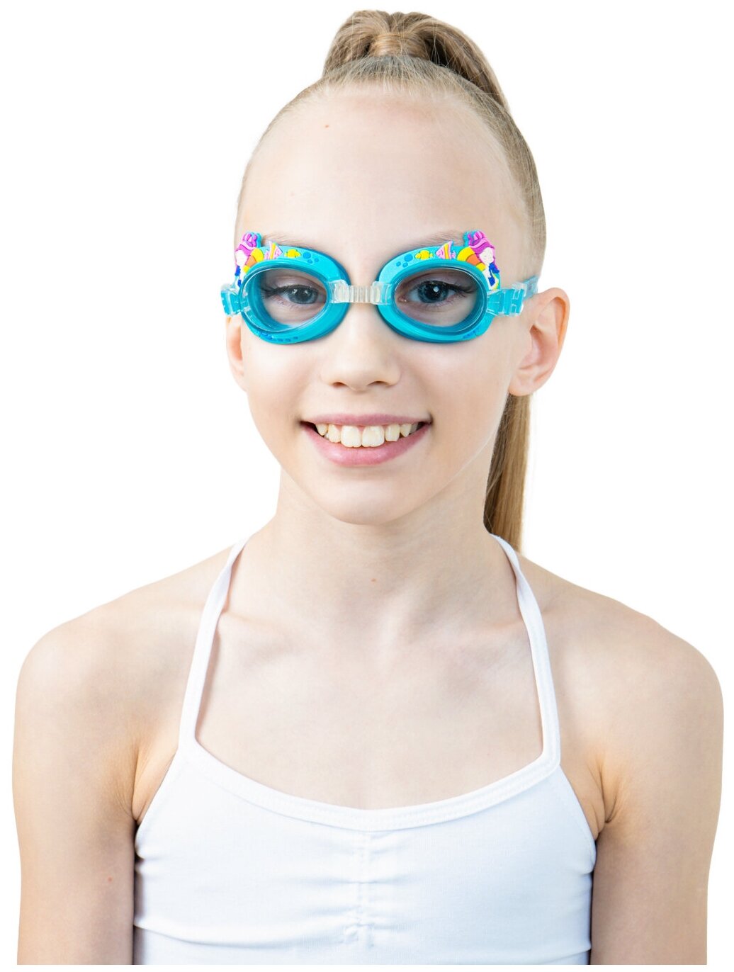 Очки + беруши ONLITOP «Русалки», для плавания, детские, цвет голубой