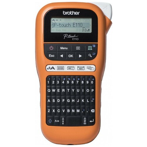 Принтер Brother P-touch PTE-110VP+TZE231 (4шт)+TZE631 (4шт)+TZE221 (2шт) переносной оранжевый/черный .