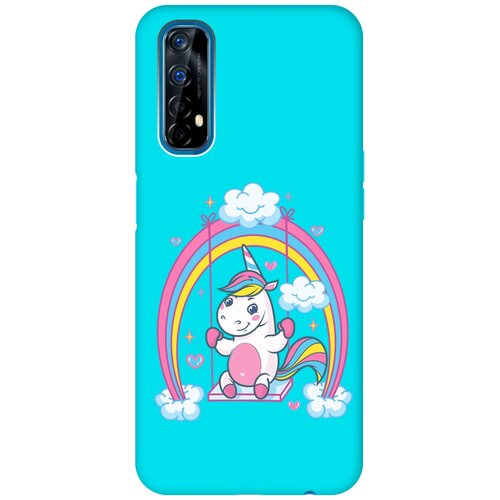 Матовый чехол Unicorn для realme 7 / Рилми 7 с 3D эффектом бирюзовый матовый чехол love charger w для realme 7 рилми 7 с 3d эффектом черный