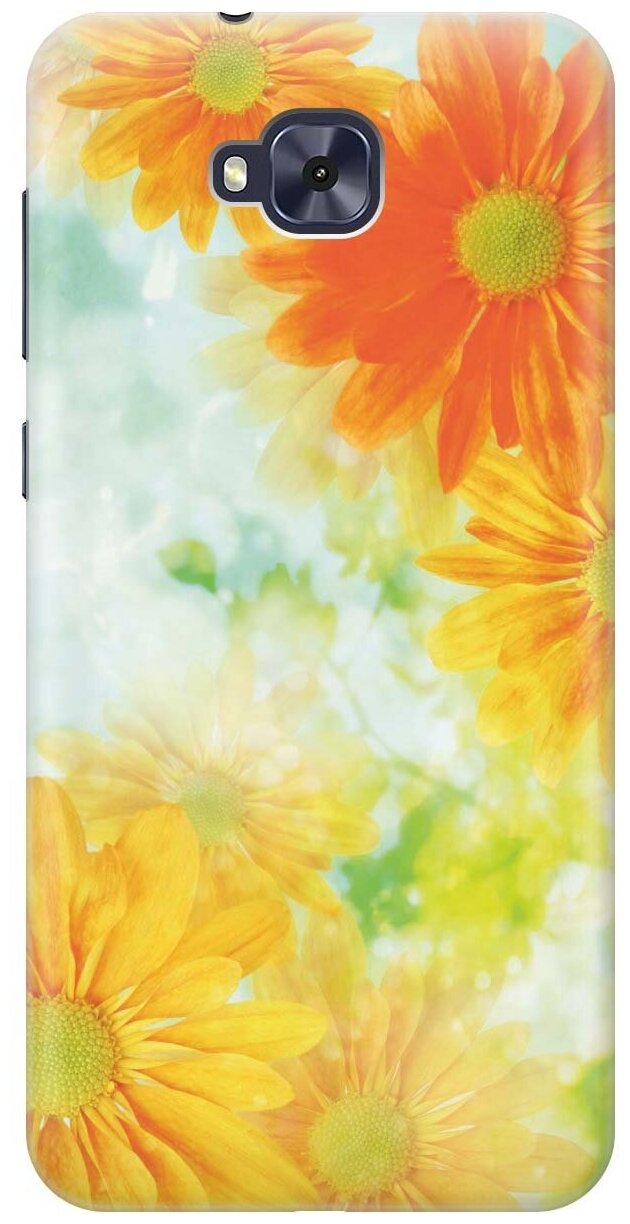 Ультратонкий силиконовый чехол-накладка для Asus Zenfone 4 Selfie (ZD553KL) с принтом "Оранжевые цветы"