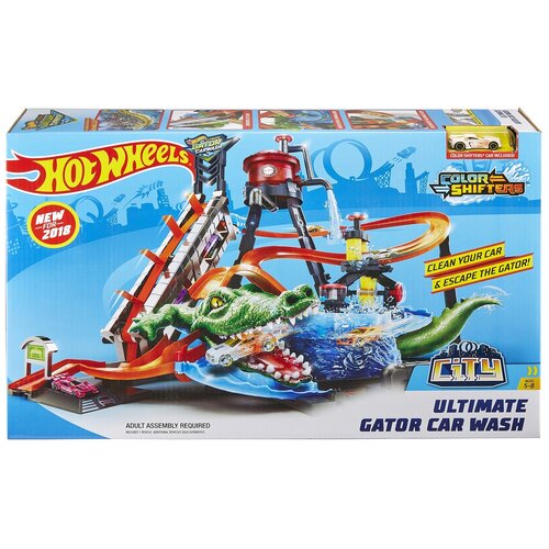 Трек Hot Wheels City Ultimate Gator Car Wash FTB67 разноцветный трек невообразимая автомойка hot wheels hby96