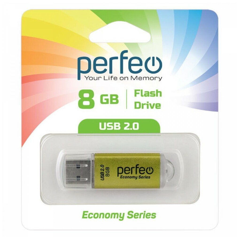 USB флешка Perfeo 8GB E01 Gold ES