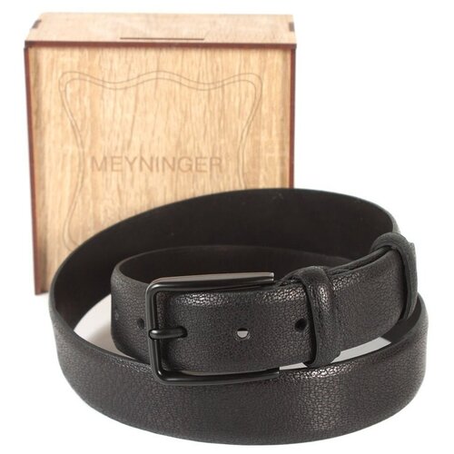 фото Ремень/ремень мужской/натуральная кожа/meyninger/рн-4610/черный/105/цельнокроеный/с пряжкой/подарочная коробка
