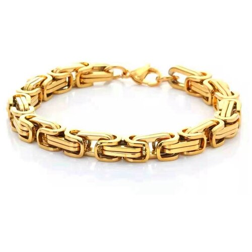 Браслет-цепочка, размер 22 см, размер M, золотистый, желтый стальной мужской браслет на руку с квадратным сечением и эффектным византийским плетением длина 22см