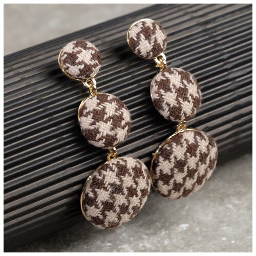 фото Queen fair серьги ассорти "либеро" три диска, цвет бежево- коричневый в золоте