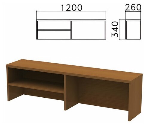Надстройка для стола письменного "Монолит", 1200х260х340 мм, 1 полка, цвет орех гварнери, НМ37.3