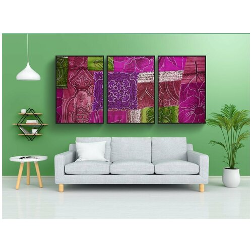 фото Набор модулных постеров для интерьера "справочная информация, лоскутное одеяло, цветы" 60x90 см. в тубусе, без рамки lotsprints