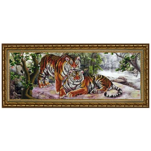 Рисунок на ткани Конёк (бисер), Амурские тигры, 25*65 см (9903)