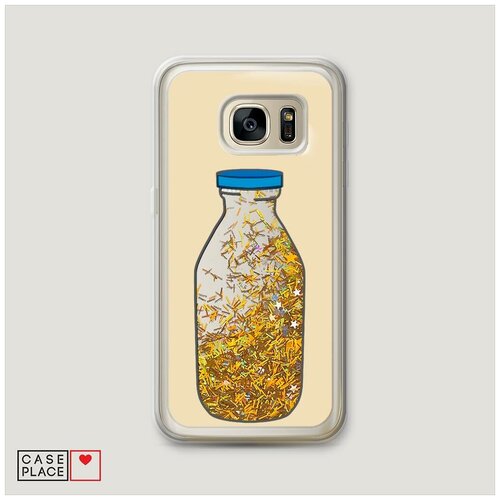 фото Чехол жидкий с блестками samsung galaxy s7 edge бутылка dreams case place