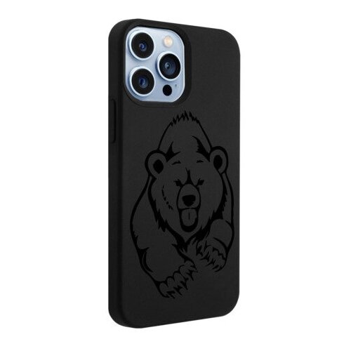 фото Черный силиконовый чехол musthavecase для iphone 13 pro max медведь для айфон 13 про макс