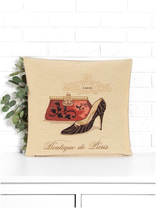 Наволочка декоративная Le Gobelin Бутик в Париже сумочка и туфелька 45х45 см