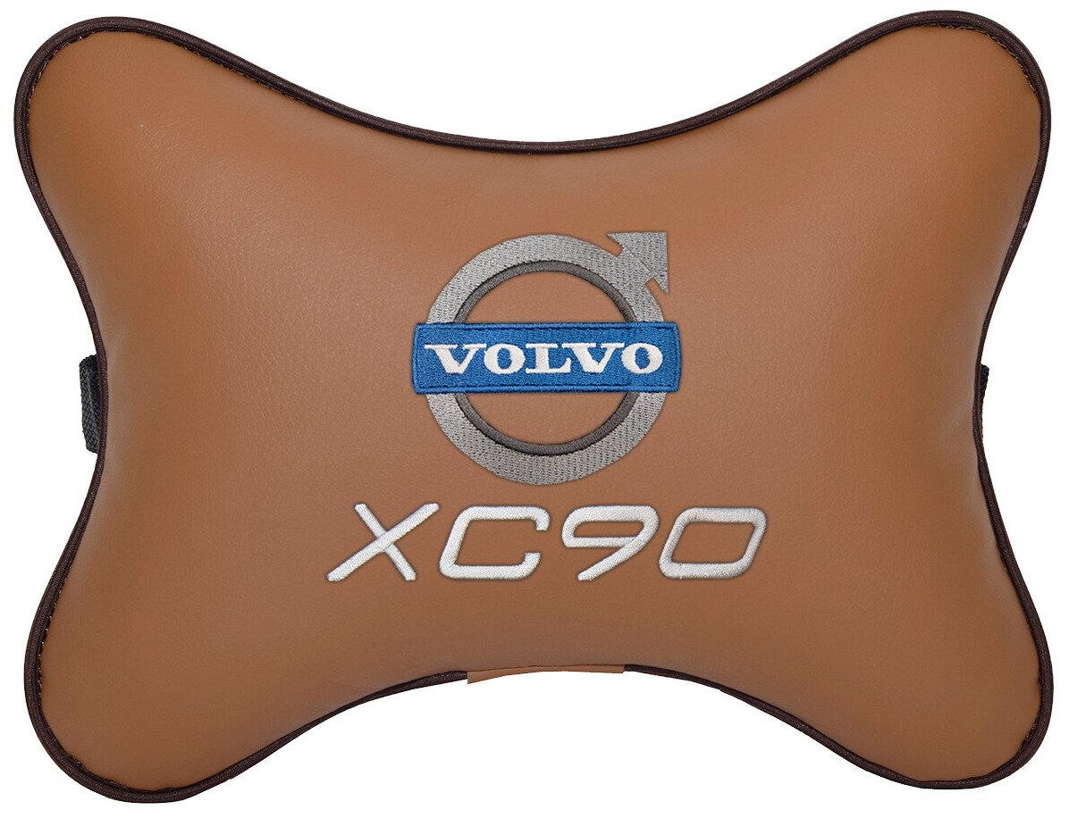 Автомобильная подушка на подголовник экокожа Fox с логотипом автомобиля Volvo XC90