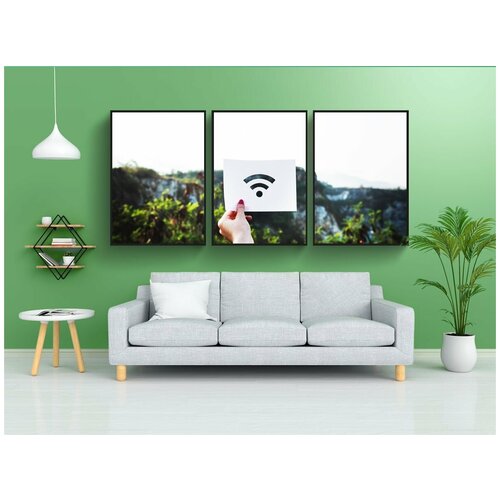 фото Набор модулных постеров для интерьера "природа, размытие, вай-фай" 60x90 см. в тубусе, без рамки lotsprints