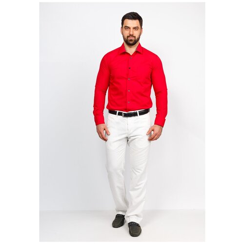 фото Рубашка мужская длинный рукав casino c630/15/red/czr/1*, полуприталенный силуэт / regular fit, цвет красный, рост 174-184, размер ворота 39