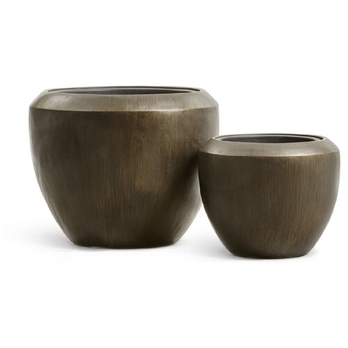 Кашпо TREEZ Effectory - серия Metal - Чаша Design - Чернёная бронза - в-33 см, д-40 см, Treez Collection