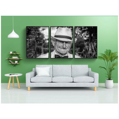 фото Набор модулных постеров для интерьера "человек, шапка, портрет" 60x90 см. в тубусе, без рамки lotsprints