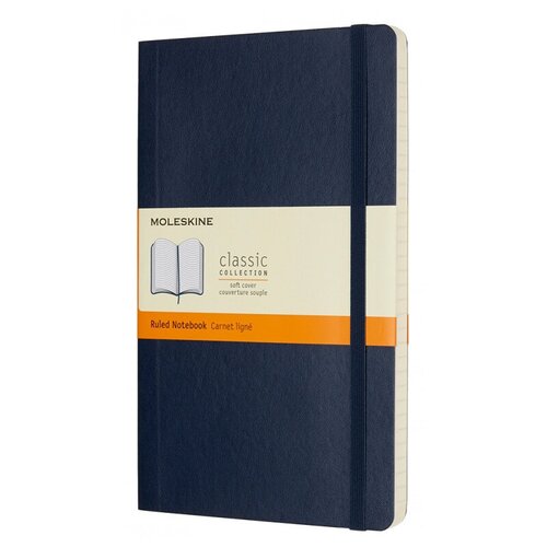 Блокнот Moleskine CLASSIC SOFT QP616B20 Large, 130х210 мм, 192 страницы, линейка, мягкая обложка, синий сапфир