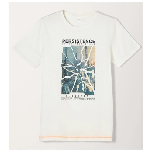 Футболка для мальчиков, s.Oliver, артикул: 402.10.203.12.130.2110873, цвет: белый, размер: L