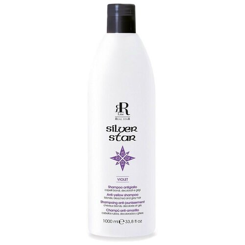 Шампунь антижелтый с фиолетовыми пигментами RR Line Silver/Anti-yellow Shampoo, 1000 мл шампунь для защиты цвета и придания блеска с экстрактом красного винограда и шиповника 500 мл