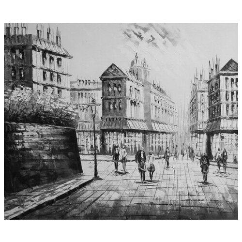 фото Картина "черно-белый город 2", холст, масло, 50х60см artdiscount.ru