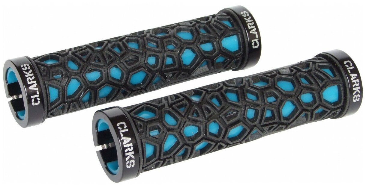 Ручки . CLO208 на руль 3-231 резина/гель паутина 130мм с 2 фиксаторами черно-синие CLARK`S