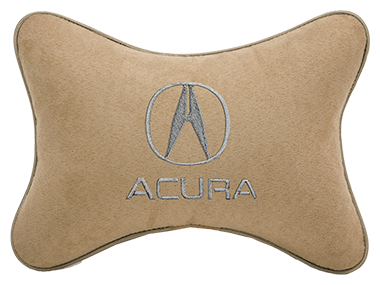 Автомобильная подушка на подголовник алькантара Beige с логотипом автомобиля ACURA