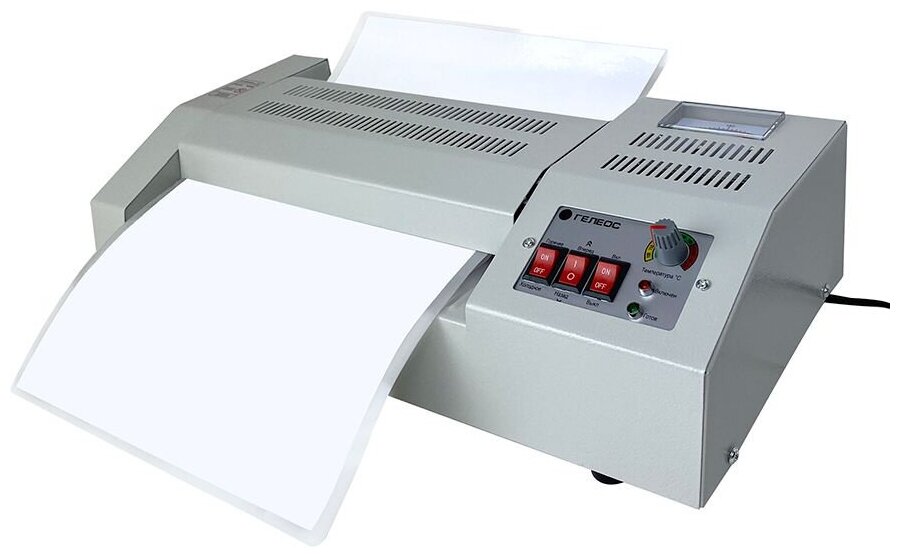 Ламинатор бумаги/фотографий/картона пакетный гелеос ЛМ A4 Про для дома и офиса, для горячего и холодного ламинирования, формат А4, толщина пленки 60-250 мкм