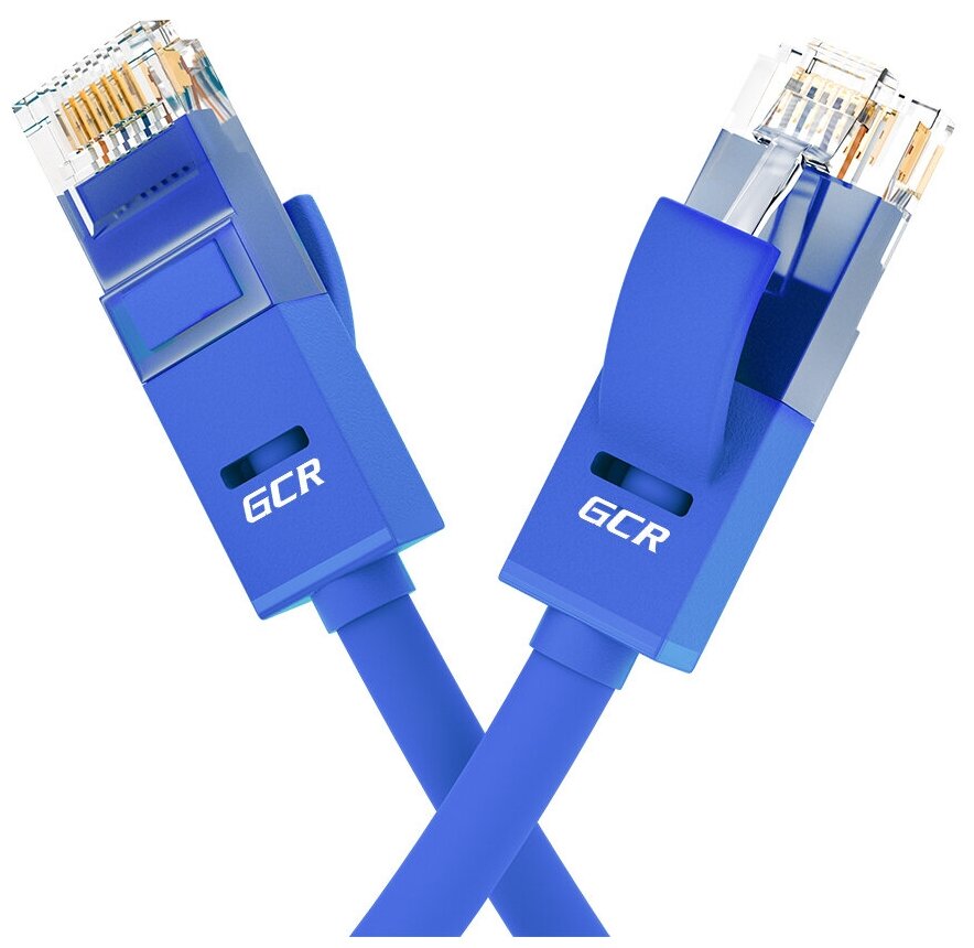 LAN кабель GCR для подключения интернета cat5e RJ45 1Гбит/c 2 метра патч корд синий GCR-LNC500