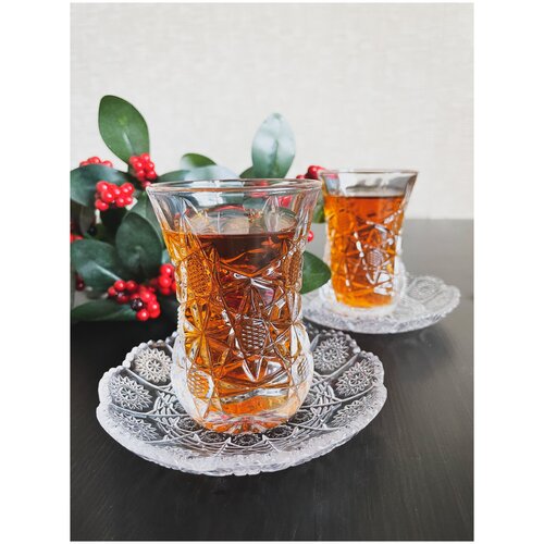 Набор стаканов Армуды с блюдцами Kai Da Glass 120 мл. на 6 персон