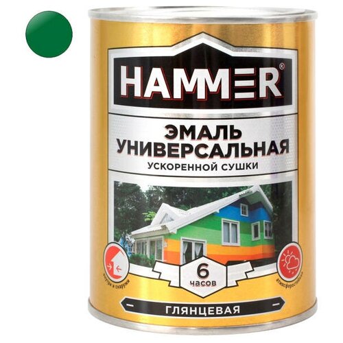 эмаль алкидная HAMMER ускоренной сушки 0,9кг зеленая, арт.ЭК000135034