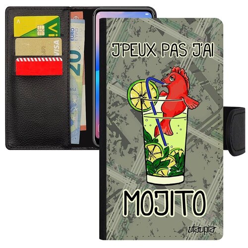 фото Стильный чехол книжка на телефон // iphone x // "не могу - у меня мохито!" коктейль юмор, utaupia, серый