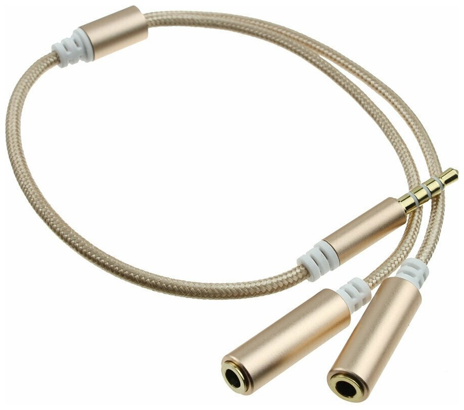 Переходник RadioSfera J3.5-2J3.5, 4PIN, гибкий, бежевый, длина 0,3м — фото 1