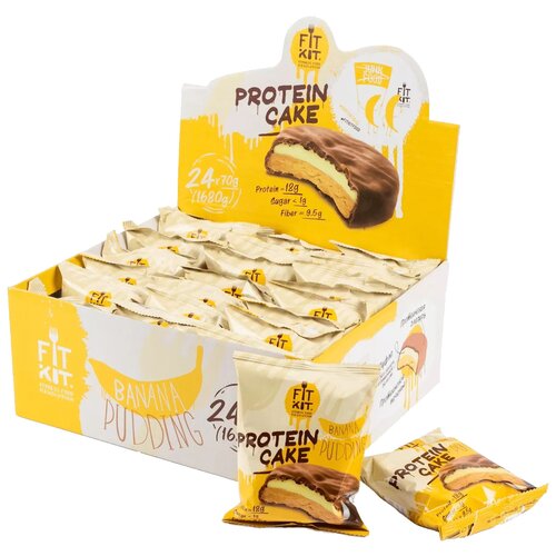 fitkit protein cake 1шт 70г фисташка Печенье FITKIT Protein Cake, 1680 г, банановый пудинг