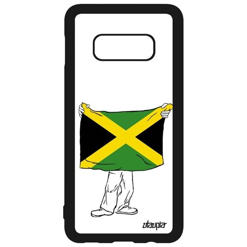 фото Модный чехол для мобильного // galaxy s10e // "флаг ямайки с руками" дизайн стиль, utaupia, белый