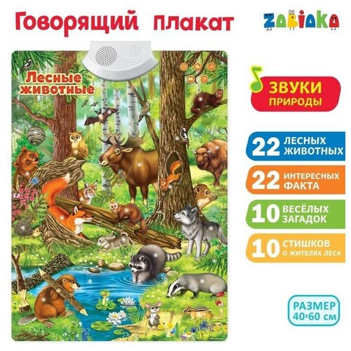 Говорящий электронный плакат Лесные животные работает от батареек 1840₽