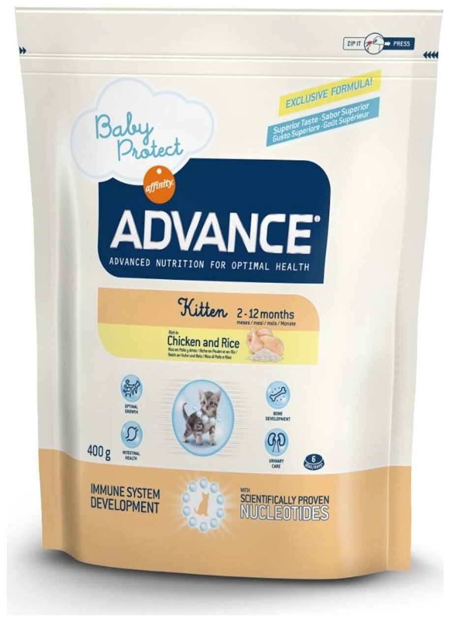 Корм Advance Baby Protect Kitten Chicken для котят с 2 до 12 месяцев, с курицей, 400 г - фотография № 2