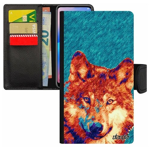 фото Чехол книжка для мобильного mi 8 lite, "дикий волк" хаски лютый utaupia