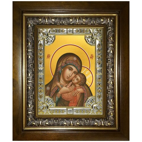 Умиление икона Божией Матери, 18х24 см, в окладе и киоте