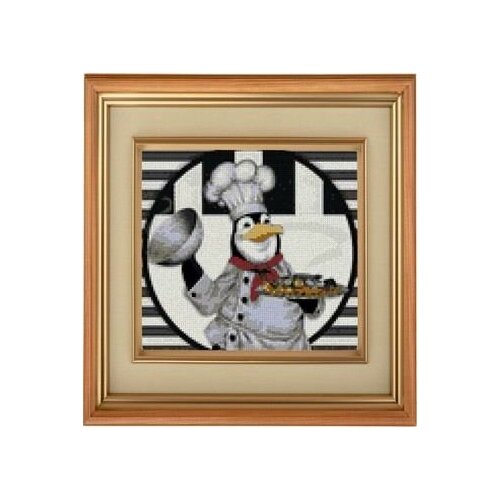 набор для вышивания крестом пингвин повар af 0002 20x20 см канва мулине Набор для вышивания крестом Пингвин AF-0003, 20x20 см. канва, мулине