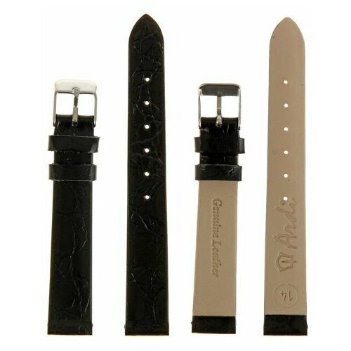 фото Ремешок для часов, женский, 14 мм, натуральная кожа, черный promarket