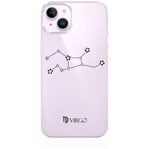 Прозрачный силиконовый чехол MustHaveCase для iPhone 14 с кристаллами Lux Знак зодиака Дева Virgo для Айфон 14