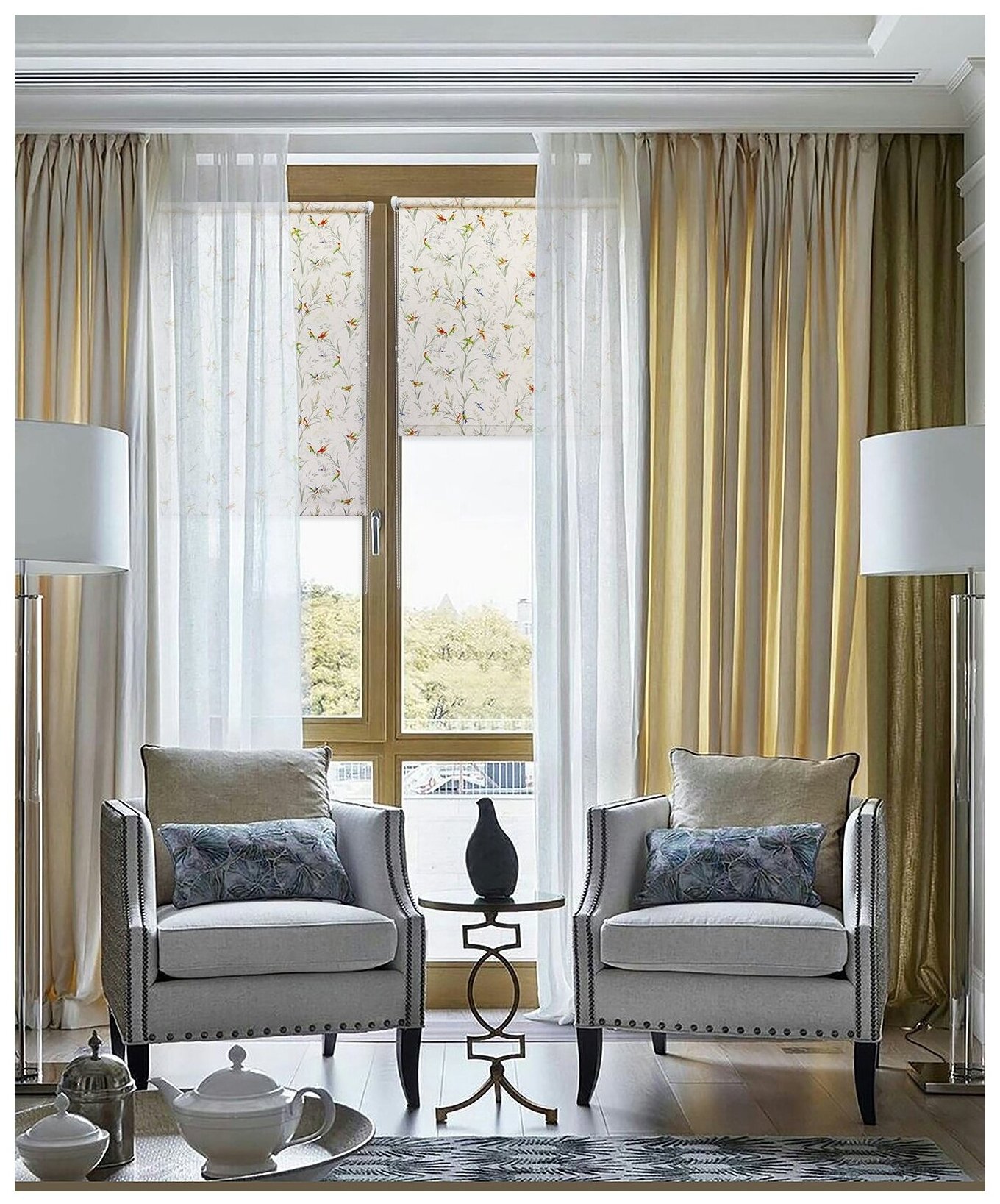 Рулонные шторы с рисунком цветов 120 x 175 см Жалюзи на окна с фотопечатью принта "Вермонт" белый УЮТ - фото №9