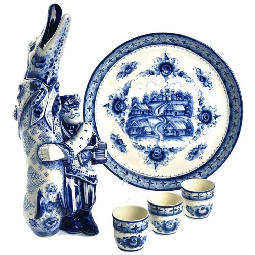 фото Набор для водки "вечерний звон" посуда гжель русь великая