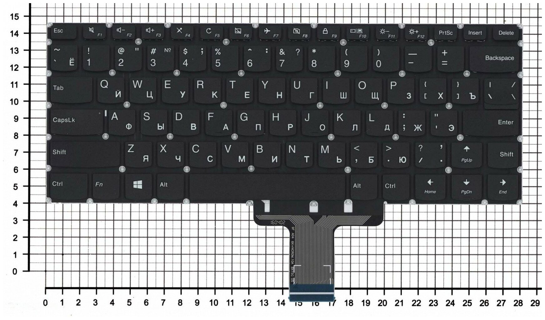 Клавиатура для ноутбука Lenovo IdeaPad 510S-14IKB черная без рамки Ver4