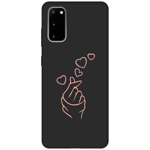 Матовый Soft Touch силиконовый чехол на Samsung Galaxy S20, Самсунг С20 с 3D принтом K-Heart черный матовый soft touch силиконовый чехол на samsung galaxy s20 самсунг с20 с 3d принтом brain plus heart w черный