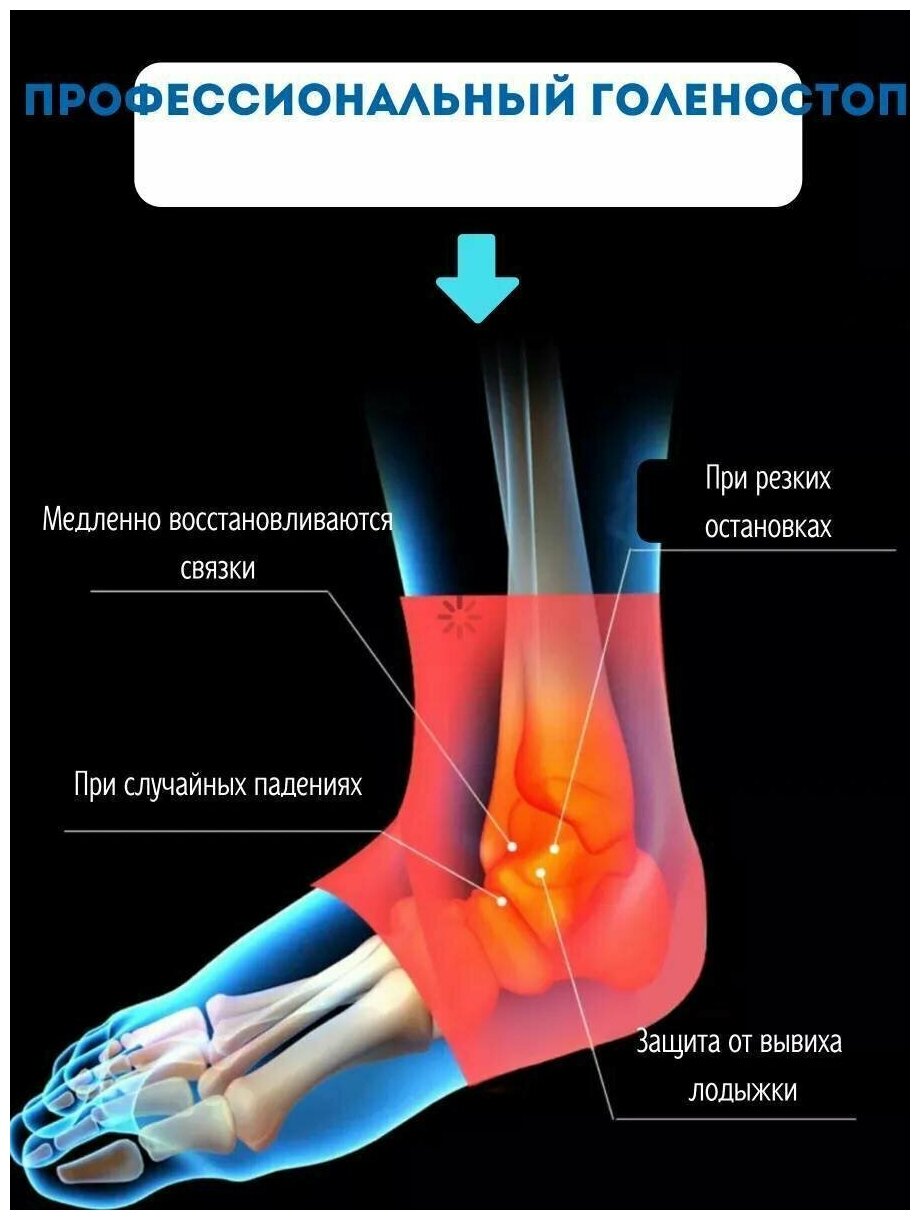 Фиксатор голеностопа, бандаж, суппорт, ортез, универсальный, черный