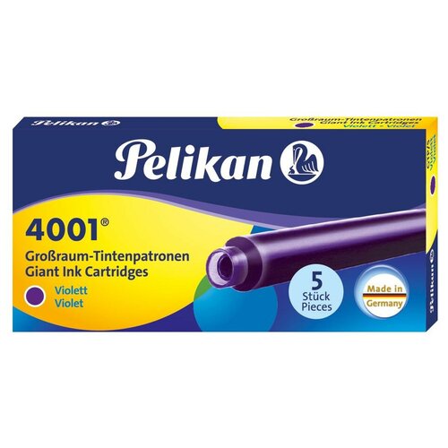 Картридж для перьевой ручки Pelikan Giant INK 4001 GTP/5, фиолетовый, 5 шт